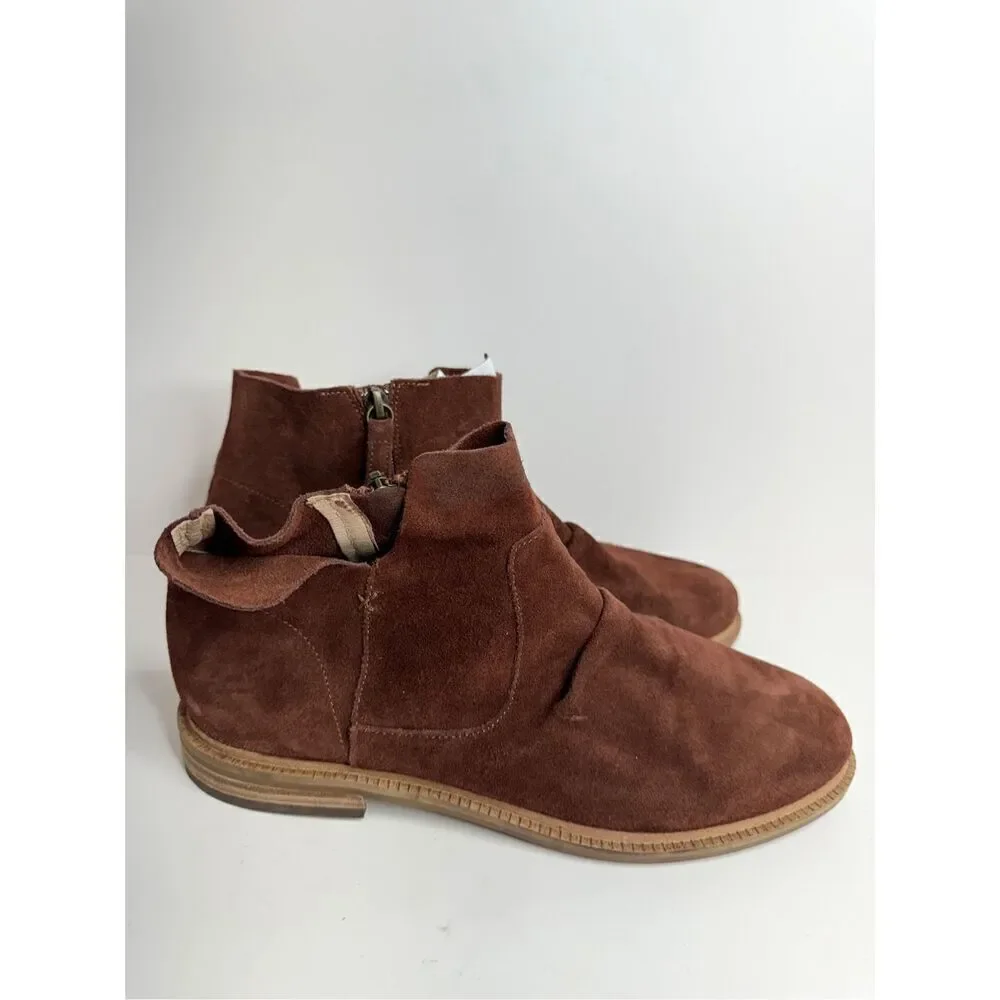 Kelsi Dagger Boots Size 10 Women’s Suede Upper Ruched Coffee Bean Brown Booties‎